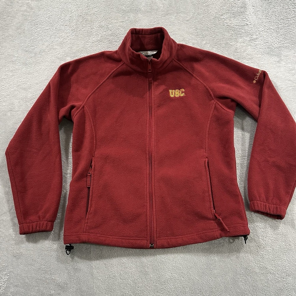 Columbia USC Trojans Full Zip Sweatshirt Women's L Red Active Sherpa University